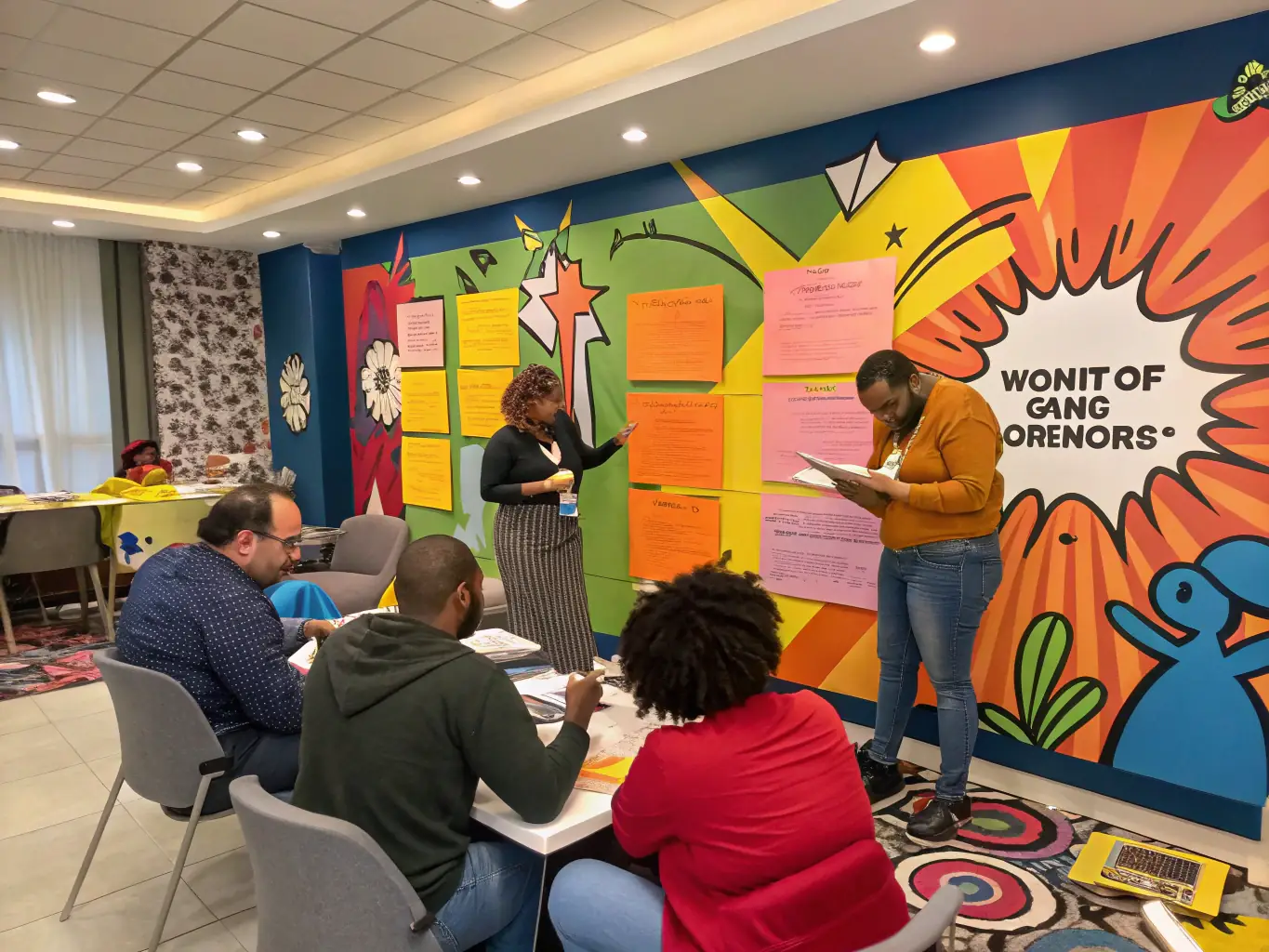 A group of participants engaged in a workshop, learning new skills and collaborating with each other, representing the Educational Programs.