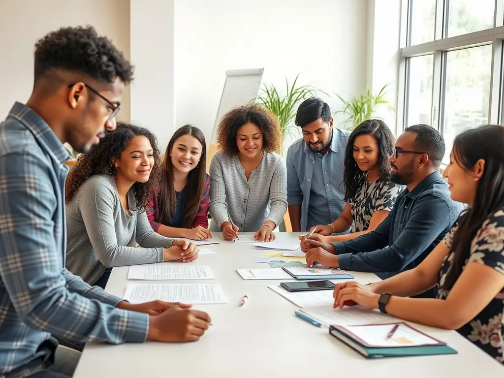 A group of diverse individuals participating in an educational workshop, symbolizing the foundation's commitment to skill development and knowledge sharing.