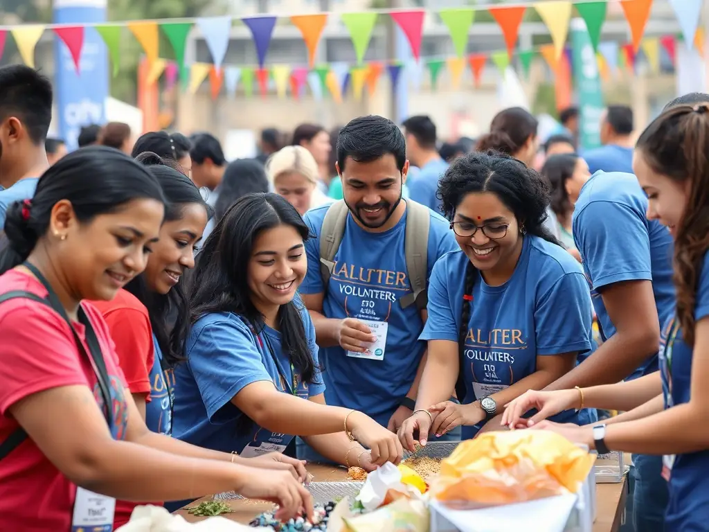 Volunteers working together at a community event, showcasing the foundation's outreach initiatives to raise awareness and connect individuals with resources.
